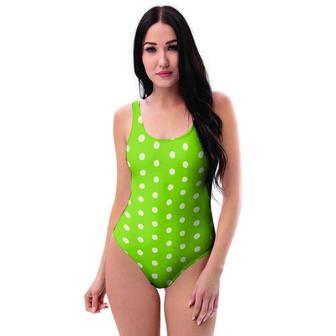 Green And White Polka Dot One Piece Swimsuite | Newhawaiianshirts AU