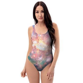 Green Cosmic Space Galaxy One Piece Swimsuite | Newhawaiianshirts CA