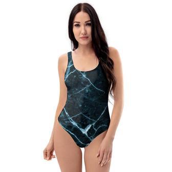 Green Cracked Marble One Piece Swimsuite | Newhawaiianshirts