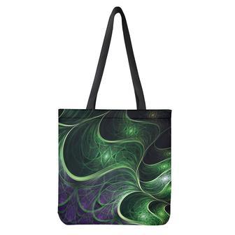 Green Fractal Print Tote Bag | Newhawaiianshirts UK