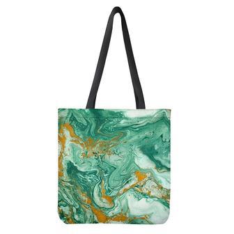 Green Gold Liquid Marble Print Tote Bag | Newhawaiianshirts DE