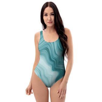 Green Ink Marble One Piece Swimsuite | Newhawaiianshirts AU