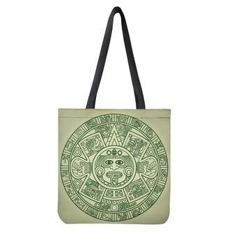 Green Maya Calendar Print Tote Bag | Newhawaiianshirts UK