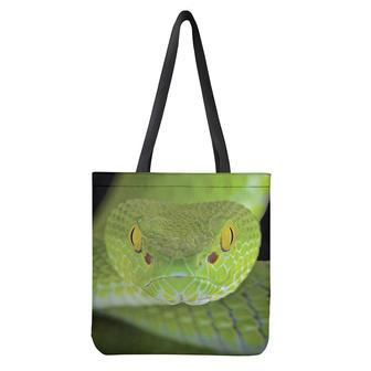 Green Pit Viper Print Tote Bag | Newhawaiianshirts UK