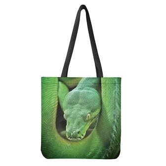 Green Reticulated Python Snake Print Tote Bag | Newhawaiianshirts AU