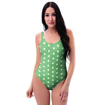 Green Sage Polka Dot One Piece Swimsuite | Newhawaiianshirts DE