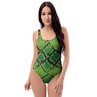 Green Snakeskin Print One Piece Swimsuite | Newhawaiianshirts DE