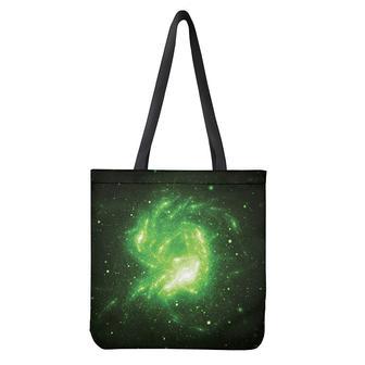 Green Sparkle Galaxy Print Tote Bag | Newhawaiianshirts CA