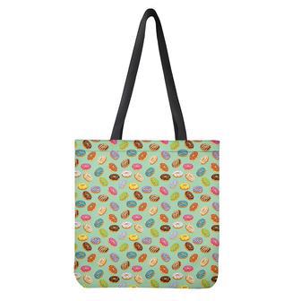 Green Striped Donut Pattern Print Tote Bag | Newhawaiianshirts