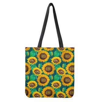 Green Watercolor Sunflower Pattern Print Tote Bag | Newhawaiianshirts DE