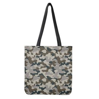 Grey And Brown Camouflage Print Tote Bag | Newhawaiianshirts