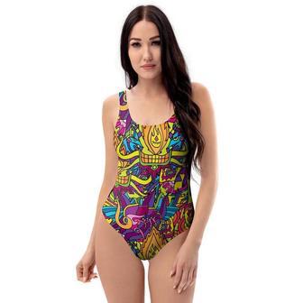 Hippie Flame Psychedelic Trippy One Piece Swimsuite | Newhawaiianshirts DE