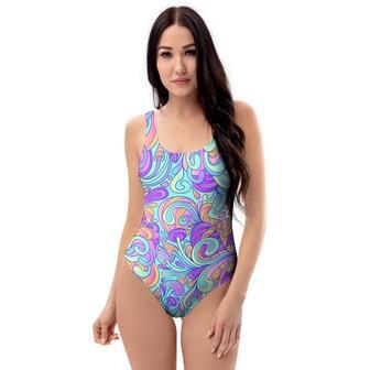 Holographic Floral Psychedelic One Piece Swimsuite | Newhawaiianshirts CA