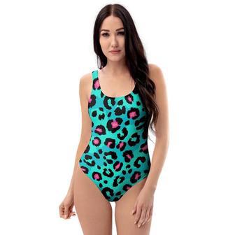 Leopard Teal Print One Piece Swimsuite | Newhawaiianshirts