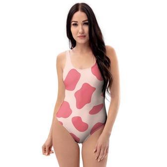 Light Pink Cow Print One Piece Swimsuite | Newhawaiianshirts DE