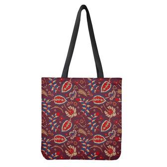 Maroon Vintage Bohemian Floral Print Tote Bag | Newhawaiianshirts UK