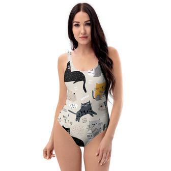 Meow Cat Print One Piece Swimsuite | Newhawaiianshirts CA