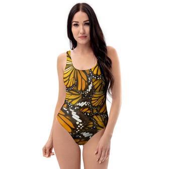 Monarch Butterfly Pattern Print One Piece Swimsuite | Newhawaiianshirts CA