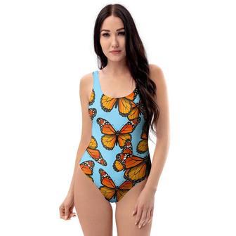 Monarch Butterfly Print One Piece Swimsuite | Newhawaiianshirts CA