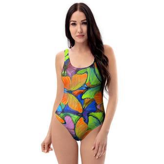 Multicolor Butterfly Print One Piece Swimsuite | Newhawaiianshirts CA