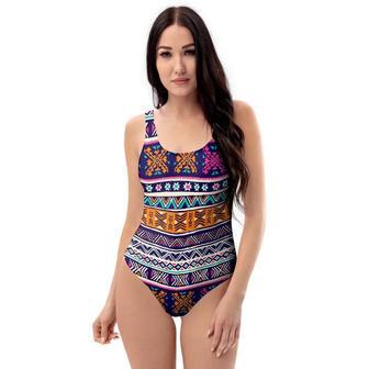 Multicolor Native Aztec Geometric Hipster One Piece Swimsuite | Newhawaiianshirts