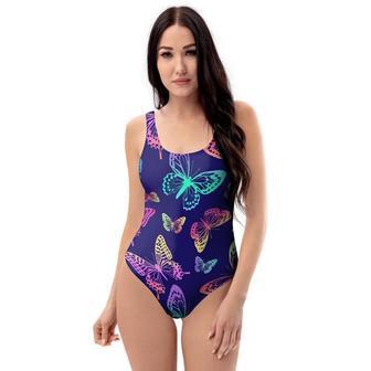 Neon Butterfly Print One Piece Swimsuite | Newhawaiianshirts CA