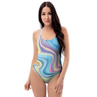 Neon Color Marble One Piece Swimsuite | Newhawaiianshirts DE