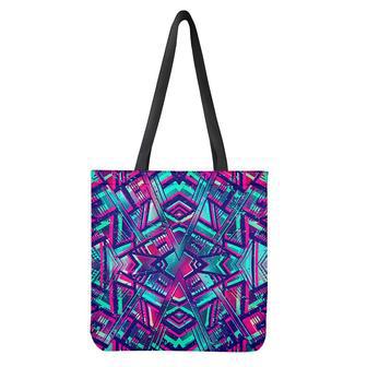 Neon Ethnic Aztec Trippy Print Tote Bag | Newhawaiianshirts AU