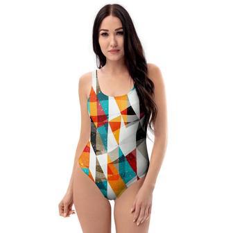 Neon Geometric One Piece Swimsuite | Newhawaiianshirts CA