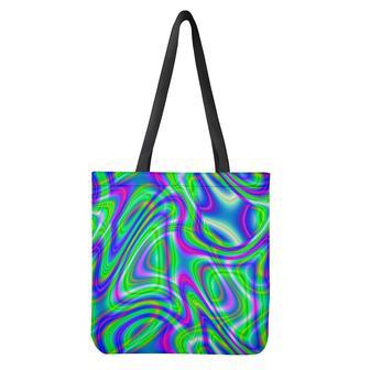 Neon Green Psychedelic Trippy Print Tote Bag | Newhawaiianshirts DE