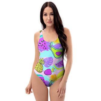 Neon Mix Fruit Pineapple Hawaiian Print One Piece Swimsuite | Newhawaiianshirts AU