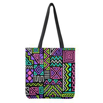 Neon Native Aztec Pattern Print Tote Bag | Newhawaiianshirts