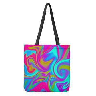 Neon Psychedelic Trippy Print Tote Bag | Newhawaiianshirts AU