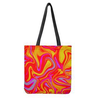 Orange Psychedelic Liquid Trippy Print Tote Bag | Newhawaiianshirts