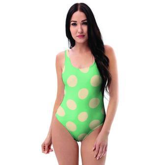 Pale Green Polka Dot One Piece Swimsuite | Newhawaiianshirts AU