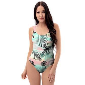 Pastel Palm Tree Hawaiian Print One Piece Swimsuite | Newhawaiianshirts AU