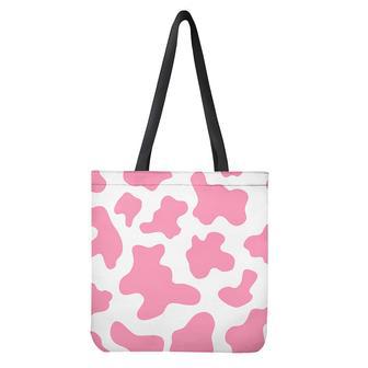 Pastel Pink And White Cow Print Tote Bag | Newhawaiianshirts CA