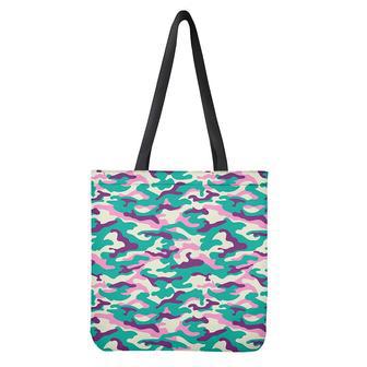 Pastel Teal And Purple Camouflage Print Tote Bag | Newhawaiianshirts DE