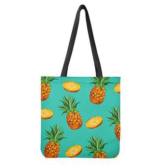 Pastel Turquoise Pineapple Pattern Print Tote Bag | Newhawaiianshirts AU