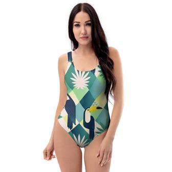 Patchwork Tropical Toucan Print One Piece Swimsuite | Newhawaiianshirts UK