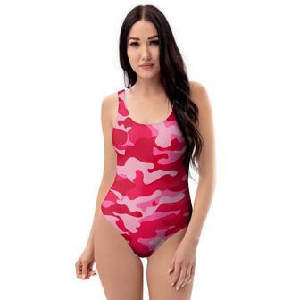 Pink Camo Print One Piece Swimsuite | Newhawaiianshirts CA