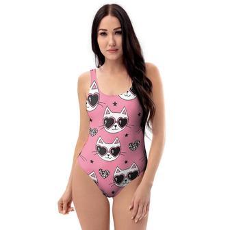 Pink Cat Print One Piece Swimsuite | Newhawaiianshirts AU