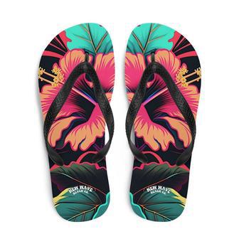 Pink Hibiscus Tropical Flower Flip Flops Colorful | Newhawaiianshirts CA