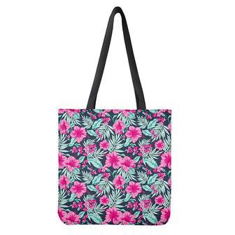 Pink Hibiscus Tropical Pattern Print Tote Bag | Newhawaiianshirts CA