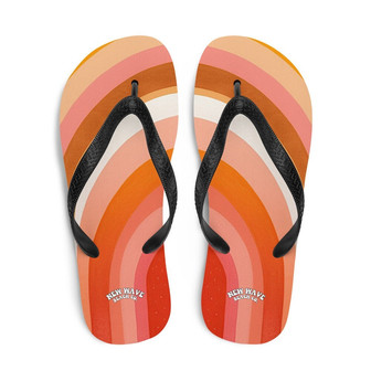 Pink Orange Retro Vintage Rainbow Arch Flip Flops Colorful | Newhawaiianshirts