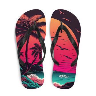 Pink Palm Beach Sunset Flip Flops Colorful | Newhawaiianshirts CA