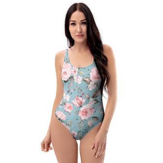 Pink Rose Flower Print One Piece Swimsuite | Newhawaiianshirts AU