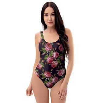 Pink Rose Print One Piece Swimsuite | Newhawaiianshirts DE