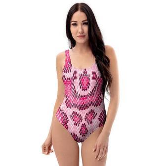 Pink Snakeskin Print One Piece Swimsuite | Newhawaiianshirts DE