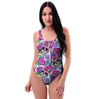 Pink Sugar Skull Floral One Piece Swimsuite | Newhawaiianshirts DE